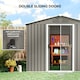 image 4 of Outsunny 7.7 x 5.7ft Metal Garden Shed with Ventilation Slots and Sliding Doors, Galvanised Outdoor Tool Storage House, Light Grey