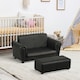 image 2 of HOMCOM Kids Twin Sofa 2 Seater Toddler Chair Double Seat Armchair w Footstool | Black | One Size