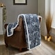 image 1 of Woodland Folk Forest Scene Flannel Throw with Sherpa Reverse – 140x180cm | Blue | Navy | 1