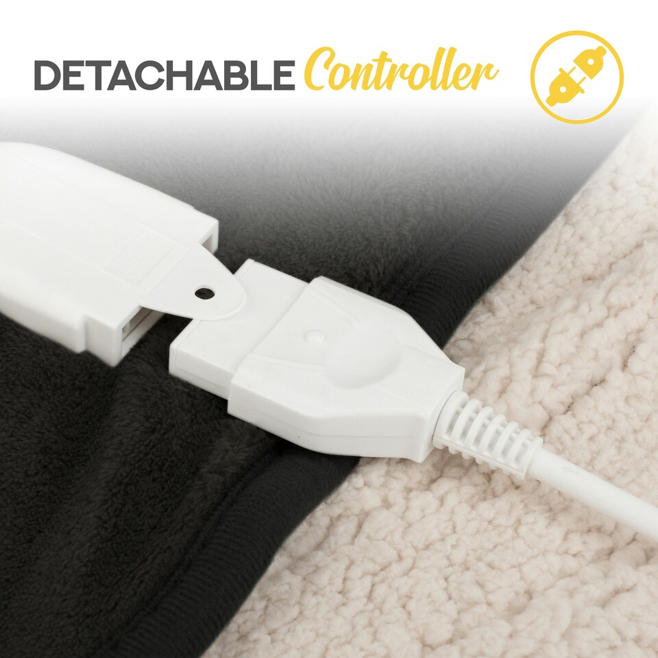 image 1 of MONHOUSE Heated Throw - Electric Blanket - Digital Controller - Timer up to 9 hours, 9 Heat Settings - Machine Washable - Single 130X160cm - BLACK SHEARLING