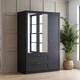 image 6 of Vida Designs Altino 4 Piece Bedroom Set (2x 3 Drawer Bedside, 5 Drawer Chest, 3 Door 2 Drawer Wardrobe), Black