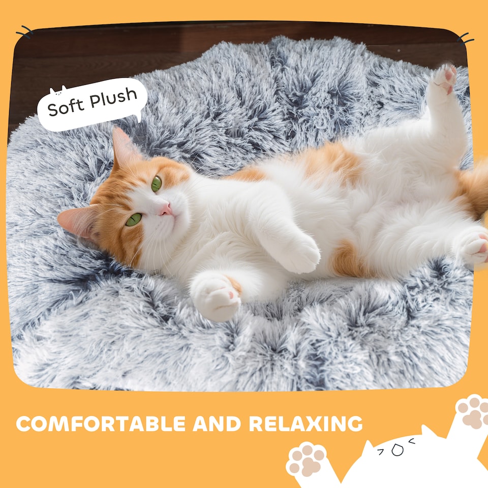 image 1 of PawHut Cat Tunnel for Indoor Cats, 90cm Large Donut Play Tunnel Bed with Washable Cushion, Toy Ball and Door Hole, Pet Play Rabbit Tube Toy, Light Grey