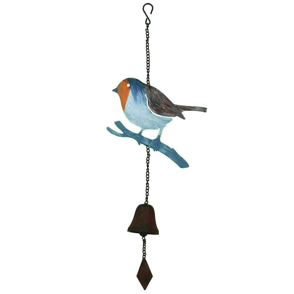 image 1 of Robin Wind Chime Bird Bell Hanging Garden Yard Ornament Decoration Metal