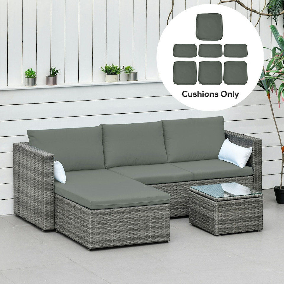 image 1 of Outsunny Cushion Cover Replacement Garden Rattan Patio Furniture Seat Cover Grey | Deep Grey