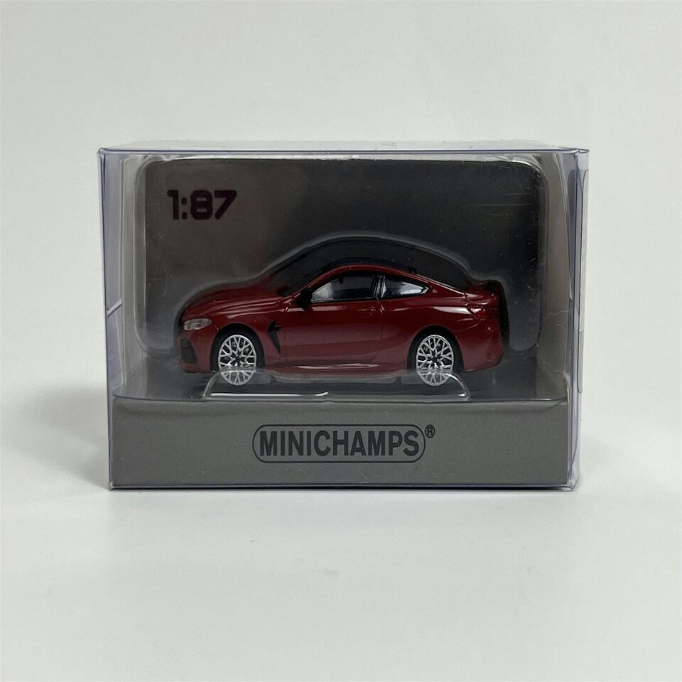 image 1 of BMW M8 Competiton Coupe 2019 Red Metallic 1:87 Scale Minichamps 870029022