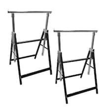 Oypla 2x Adjustable Builder DIY Carpentry Work Bench Telescopic Saw Horses Trestle Black