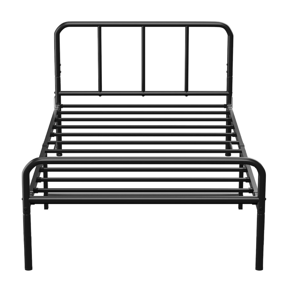 image 1 of Single Bed Frame Metal Rounded Headboard Easy Assembly Under Bed Base Storage Space