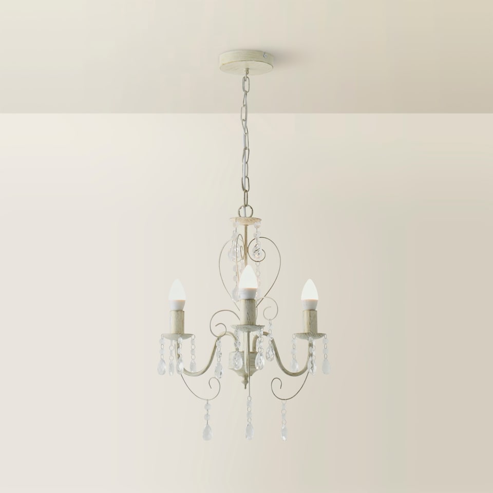 image 1 of ValueLights Lille 3 Way White Ceiling Light Chandelier | White