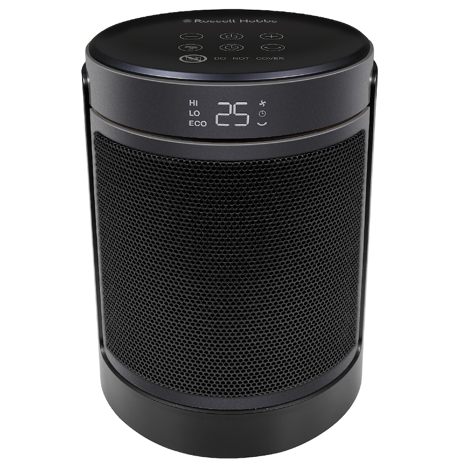 image 1 of Russell Hobbs RHCH2002S Space Heater in Black & Silver Round 1500W Portable Electric Heater