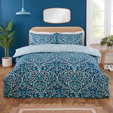 Harrow Microfibre Floral Reversible Duvet Cover Set with Pillowcase | Blue | Single