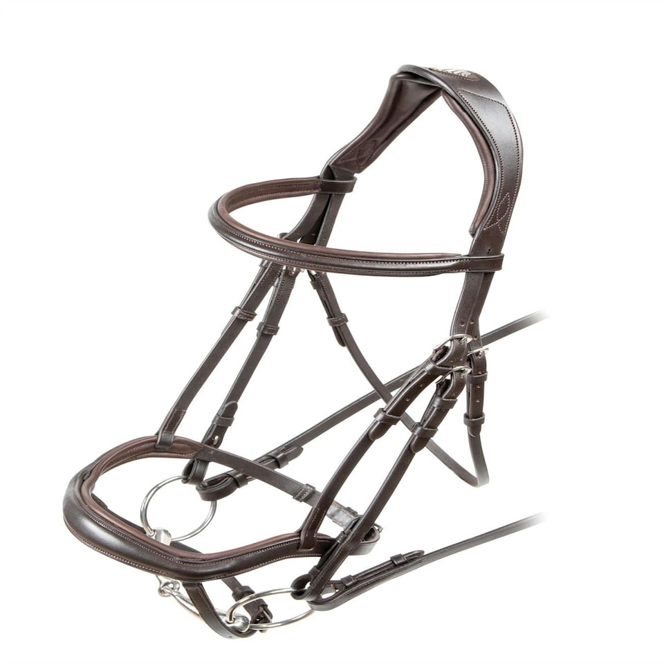 image 1 of Shires Velociti RAPIDA Ergonomic Flash Bridle Brown | Size: Cob
Colour: H.Brown