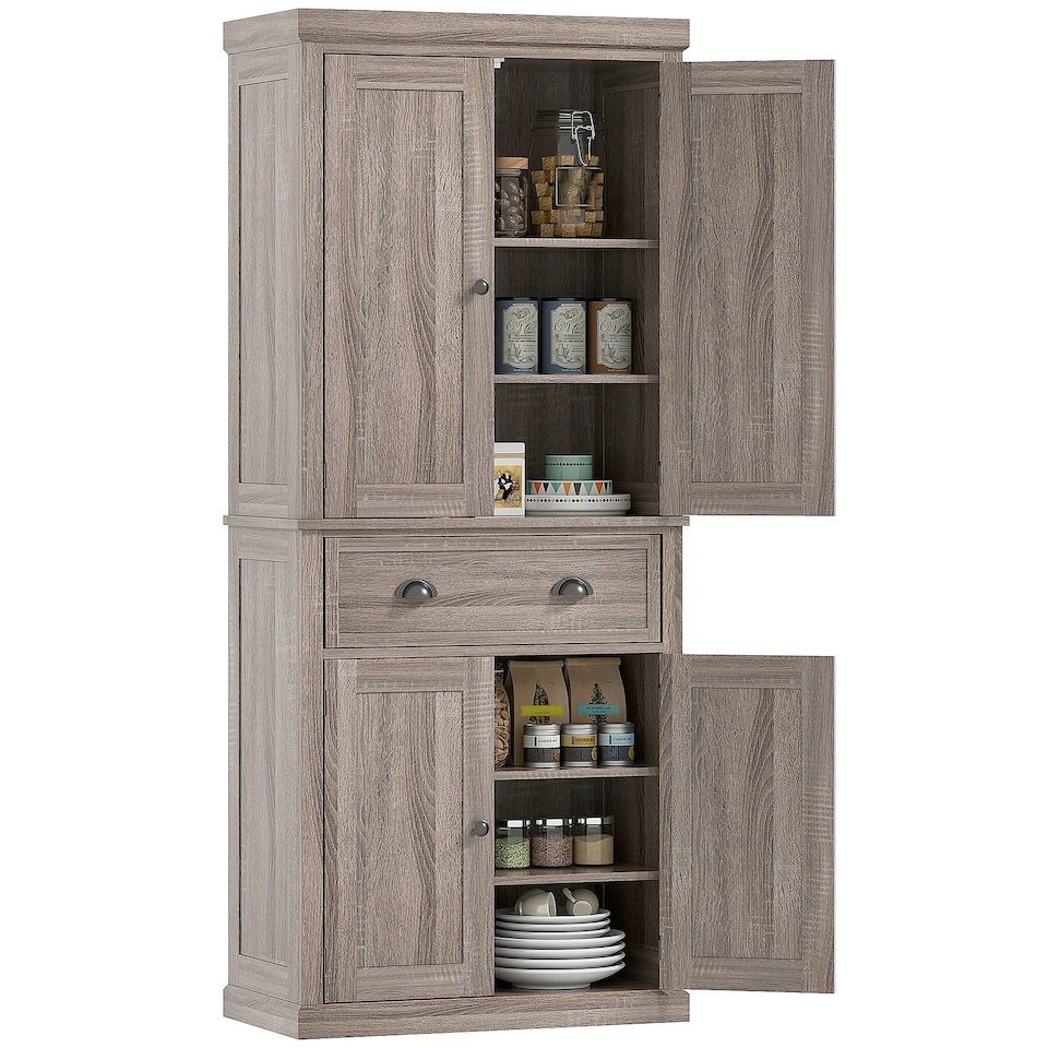 image 1 of HOMCOM Freestanding Pantry Cupboard Storage Cabinet Home Organizer Furniture