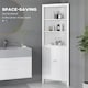 image 3 of kleankin Triangle Bathroom Cabinet, Corner Bathroom Storage Unit with Cupboard and 3-Tier Shelves, Free Standing, White