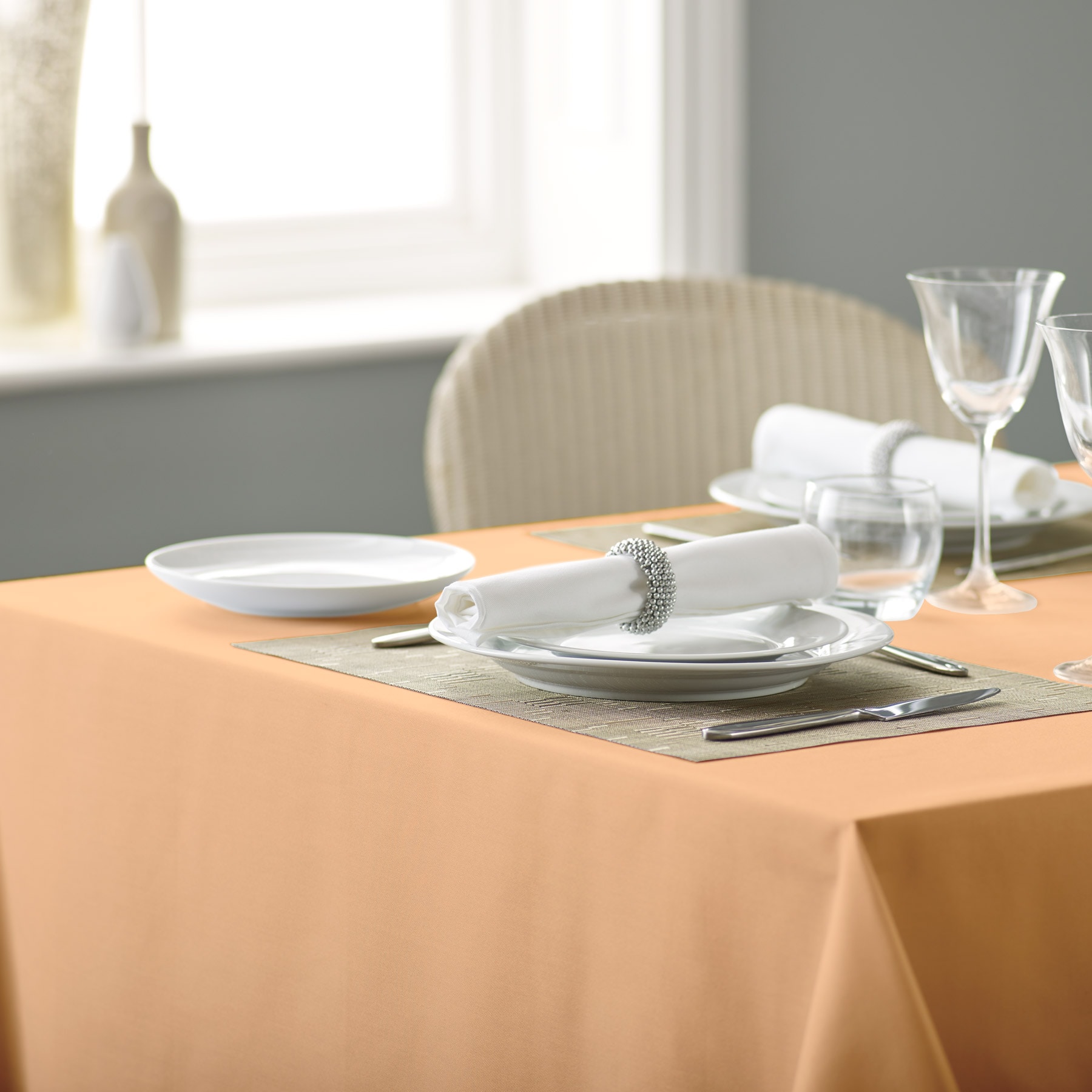 Vision Polyester Plain Coloured Tablecloth in Gold | Size: 114 cm x 114 cm