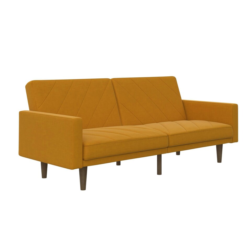 image 1 of Paxson Clic Clac Sofa Bed in Mustard Fabric Yellow | MUSTARD