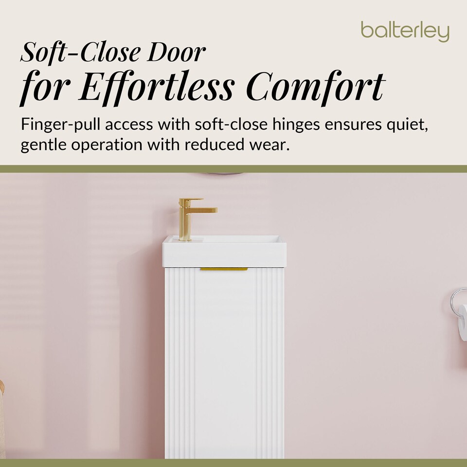 image 1 of White 400mm Floor Standing Vanity Unit with Black Handle | White | Satin White | 1