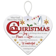 May God Bless You This Christmas Heart Shaped Plaque