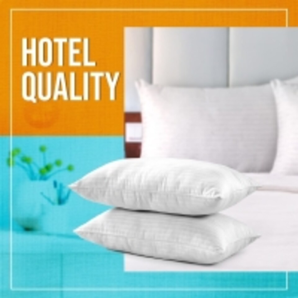image 1 of Ultra Bounce Pillow, Hollowfibre Filling, Satin Stripe Case, Standard -Pack of 2