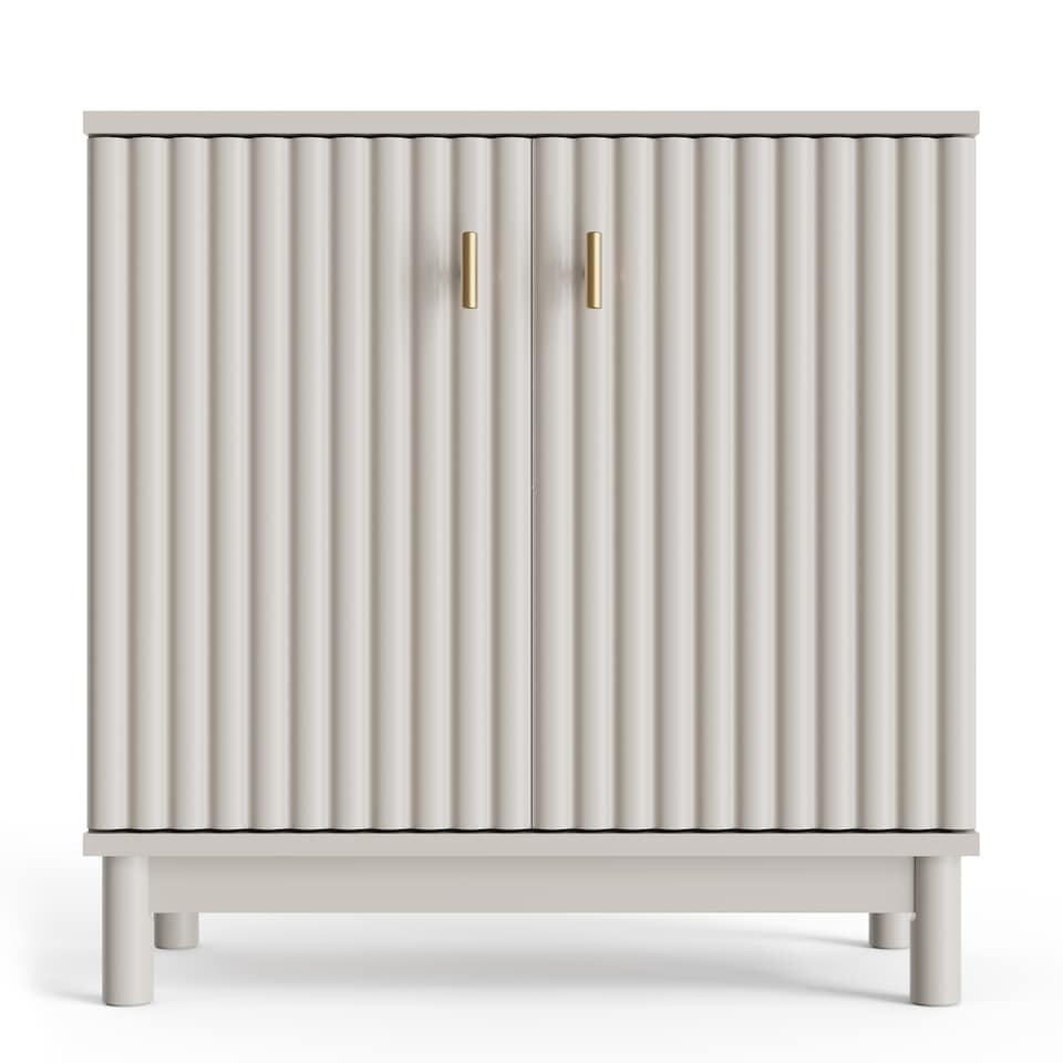 image 1 of Vonhaus Victoria Stone Bathroom Storage Cabinet with Fluted Texture Doors