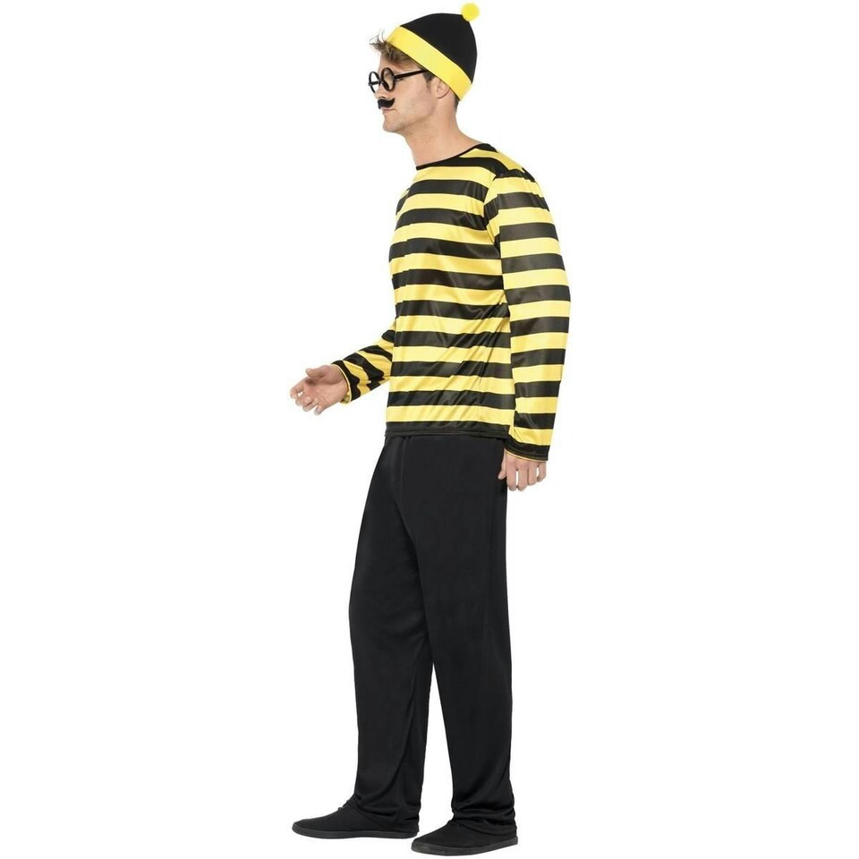 image 1 of Wheres Wally? Mens Odlaw Costume Set - Black/Yellow - M R M