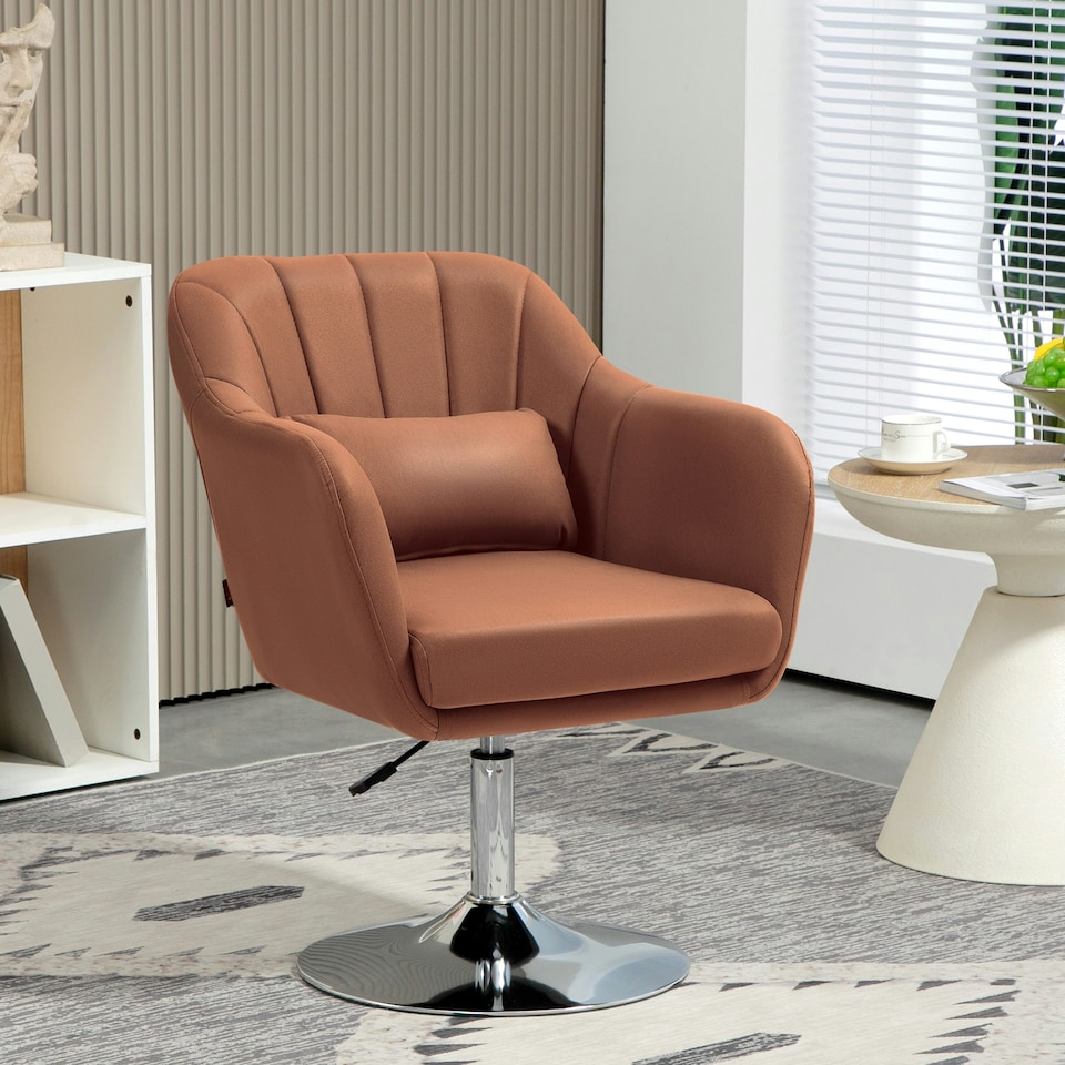image 1 of HOMCOM Stylish Retro Swivel Tub Chair Steel Frame Cushion Seat Dark Brown