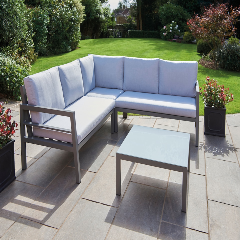 image 1 of Greenhurst Oakley Grey Aluminium Outdoor Corner Sofa Set