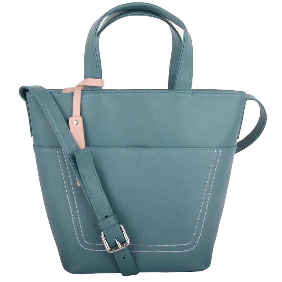 image 1 of Premium Soft Leather Cross Body Shoulder Twin Tote Style Handbag Black | Black