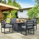 image 2 of Outsunny 4 Seater Garden Furniture Set with Gas Firepit Table, Grey