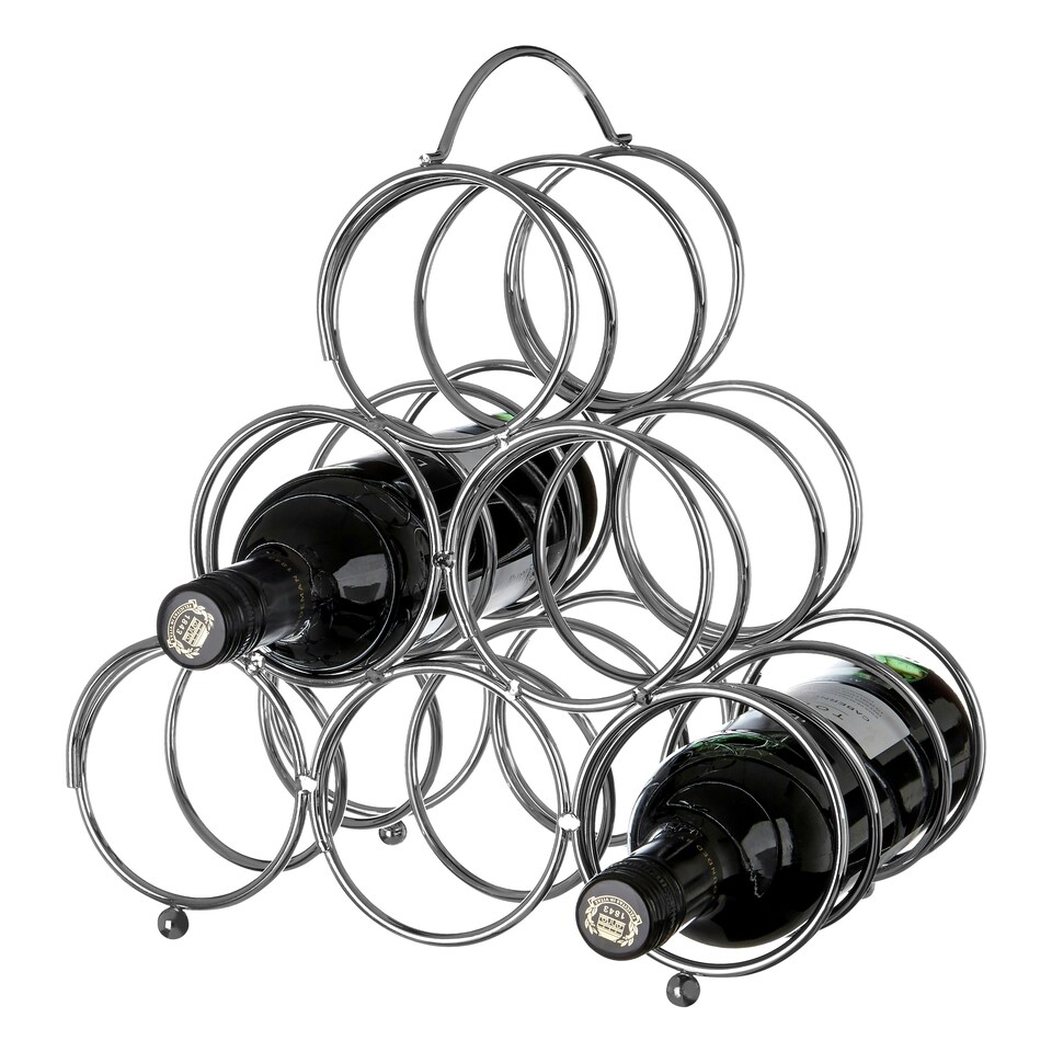 image 1 of Maison by Premier Zuko Chrome 6 Bottles Triangular Wine Rack