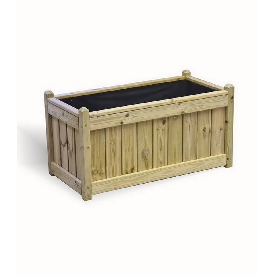 image 1 of Multi Pack of 2 - Elegant Rectangular Trough Planter - Timber - L50 x W100 x H52 cm - Minimal Assembly Required | Brown