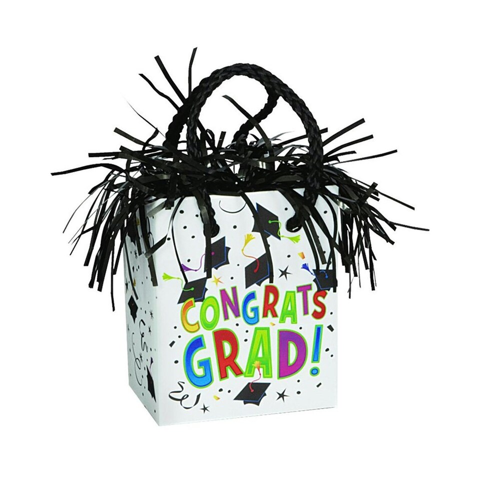 Unique Party Congratulations Graduation Balloon Weight - White/Black - One Size