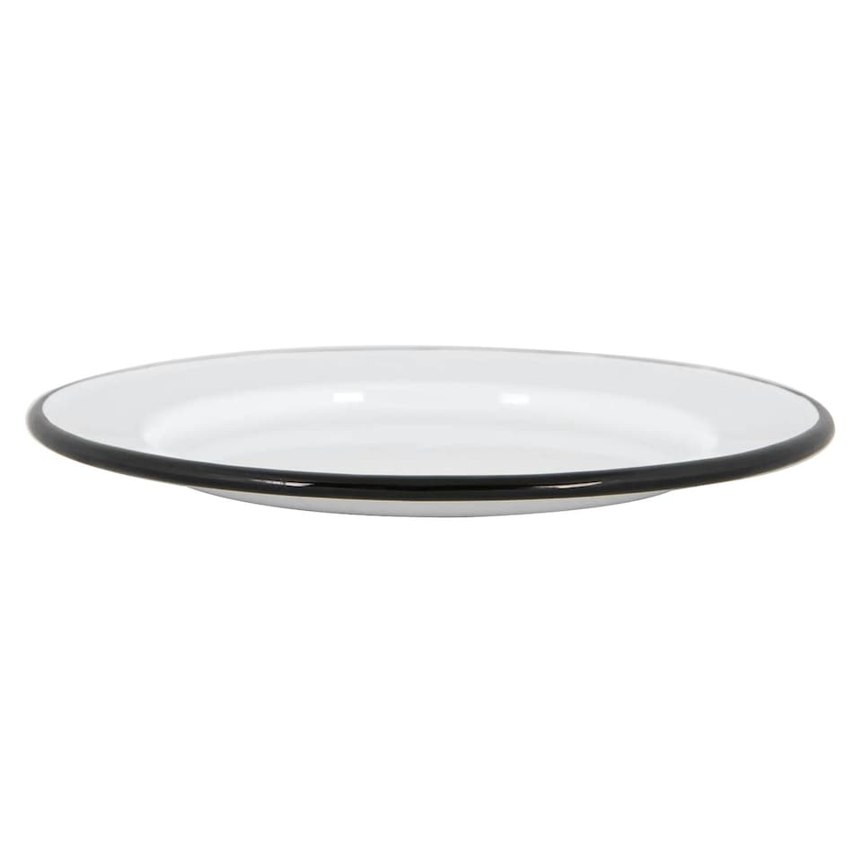 image 1 of Argon Tableware White Enamel Side Plates - 20cm - Black - Pack of 6 Black