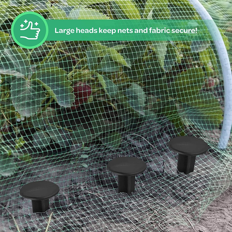 image 1 of Black Plastic Garden Pegs - Anti-Pull Anchors Securing Ground Pegs for Weed Control Fabric