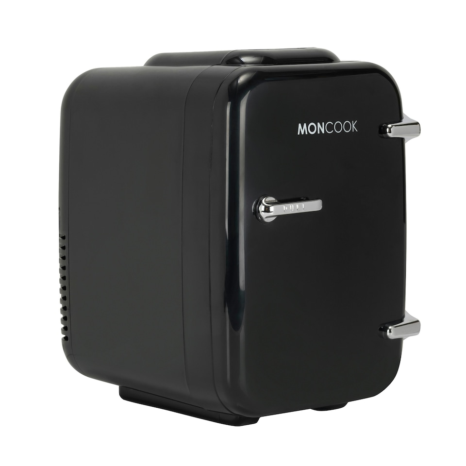 image 1 of MONCOOK Mini Fridge For Bedrooms - Portable & Quiet Mini Fridges For Skin Care, Beverages - Thermoelectric Cooler and Warmer Retro Small Fridge - 4L Full Black