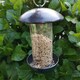 image 5 of Tom Chambers 2 Port Garden Wild Bird Hanging Hammered Steel Black and Silver Seed Feeder