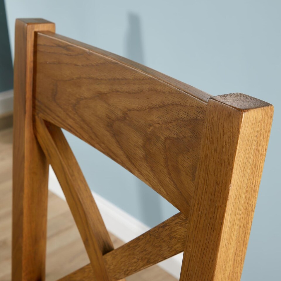 image 1 of Pair Of High Backed Dining Chairs Checked Seat Solid Oak Legs Fully Assembled | Grey