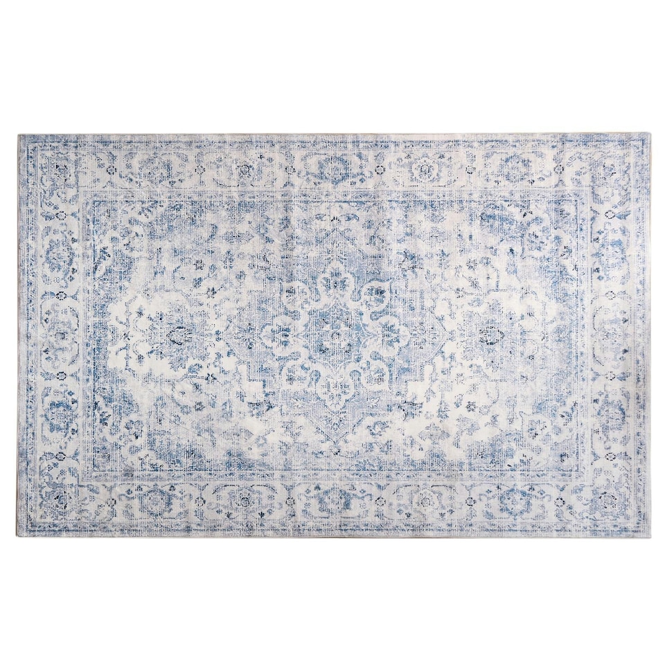 image 1 of OHS Vintage Print Washable Indoor Carpet Floor Rug, 120x170cm - Blue Blue | 120x170cm