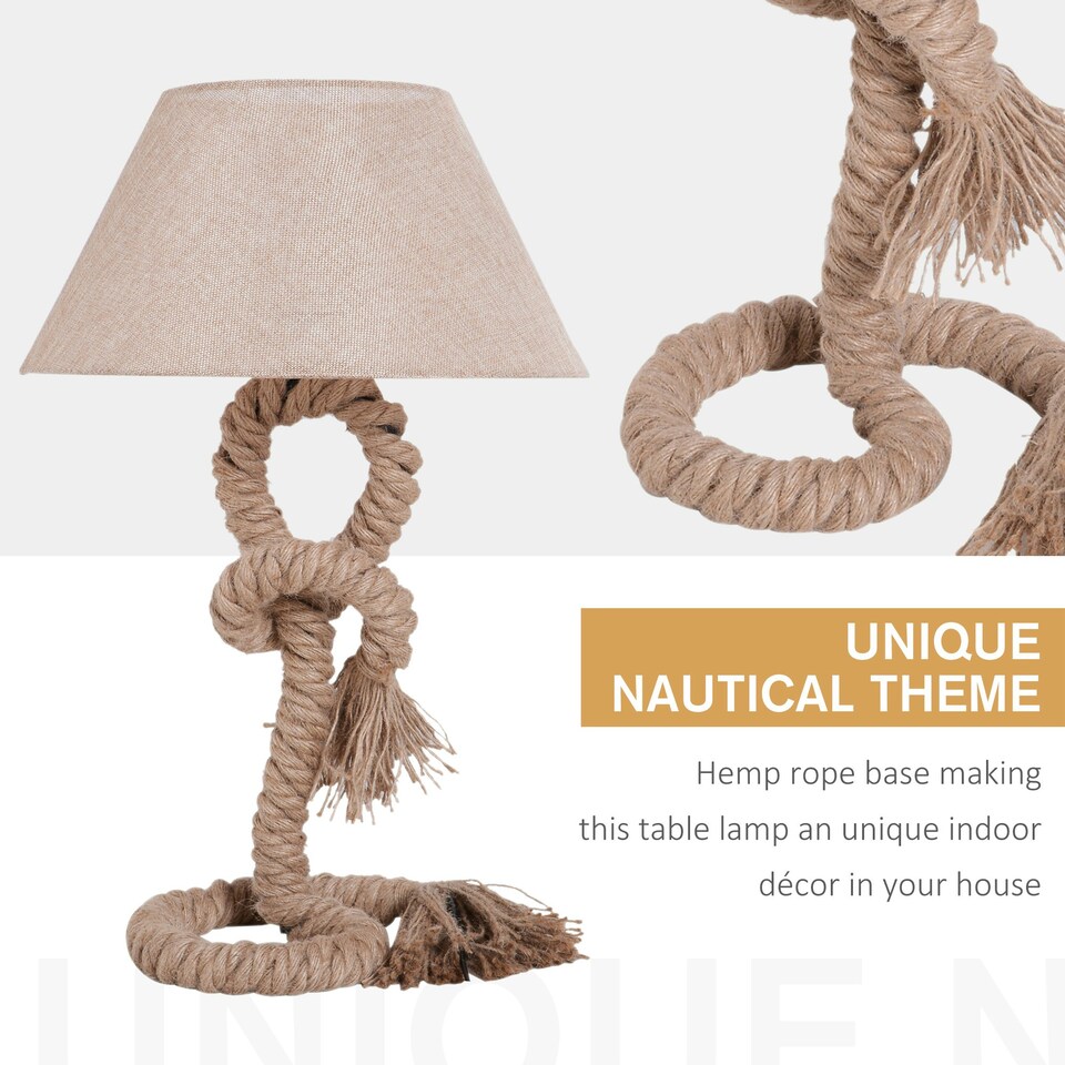 image 1 of HOMCOM Table Lamp Indispensable Nautical Twisted Rope E27 Base Bedside Light
