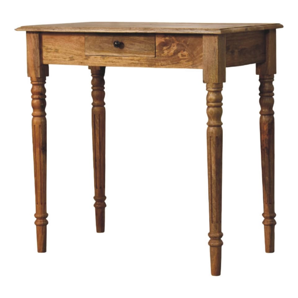 image 1 of Artisan Furniture Solid Wood Oakish Turned Leg Writing Desk