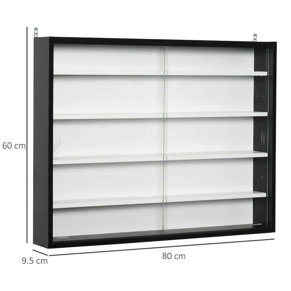 image 1 of HOMCOM 5-Tier Wall Display Shelf Unit Cabinet w/ Shelves Glass Doors