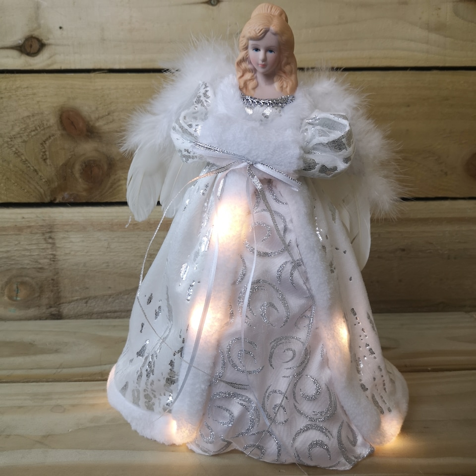 image 1 of 30cm Premier Lit Angel Christmas Tree Topper with Warm White LEDs