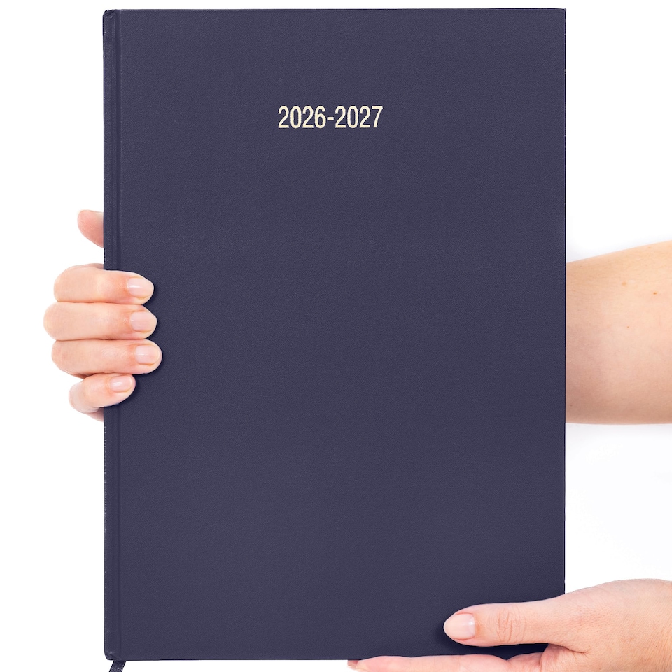 image 1 of 2026 2027 Academic Diary A4 Page a Day - Mid Year Hardback Planner From August 2026 to July 2027 - Student Teacher School Organiser with Ribbon Bookmark (A4, Navy)