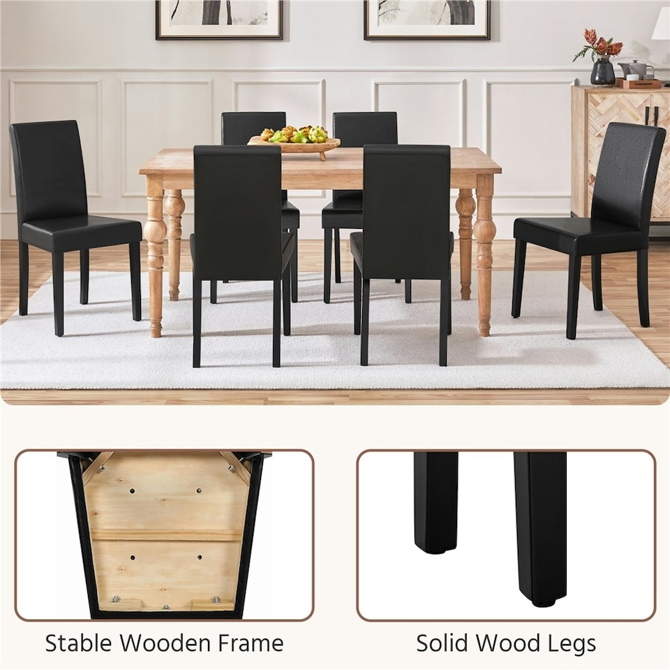 image 1 of Yaheetech Set of 4 Fabric Upholstered Dining Chairs Black