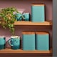 image 2 of Cooks Professional 3-Piece Square Kitchen Storage Set with Bamboo Lids | Tea Coffee & Sugar Cannisters | Teal