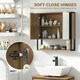 image 4 of HOMCOM Industrial Bathroom Cabinet with 2 Mirrored Doors Open Shelf Brown