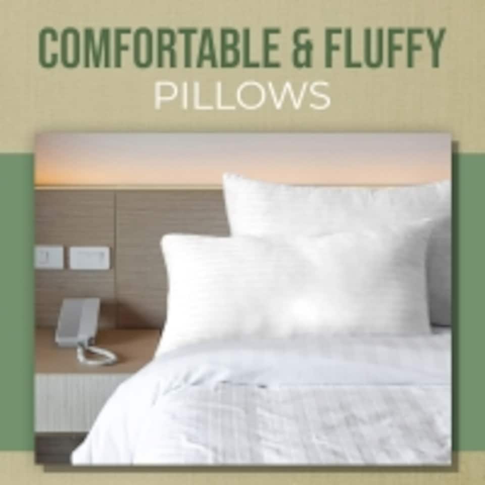 image 1 of Ultra Bounce Pillow, Hollowfibre Filling, Satin Stripe Case, Standard -Pack of 2