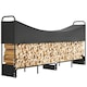 image 1 of Outsunny 8.5ft Firewood Rack, Heavy Duty Log Storage Holder with Waterproof 600D Oxford Log Cover for Fireplace Fire Pits Outdoor Patio Wood Storage, 300 kg Large Capacity, Black