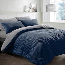 Velosso Plush Corduroy Teddy Fluffy and Warm Fleece Duvet Cover Set Blue | Navy | Single