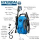 image 2 of Hyundai 135Bar / 1740psi Electric Pressure Washer, 7.1L/min, 1600W Powerful Motor with Hose & Attachments | HYW1600E