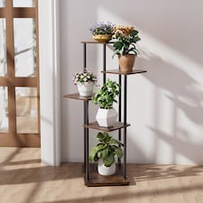 Living and Home 5-Tier Modern Plant Stand Shelf Plant Display Rack | Brown | 5 Tiers